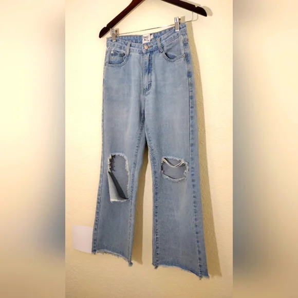 Princess Polly Olbia Wide Leg Distressed Denim Jeans - Picture 5 of 8
